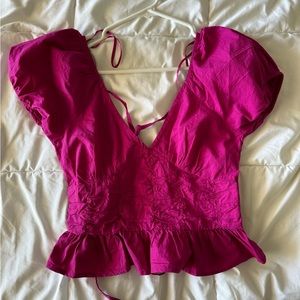 Magenta open back top